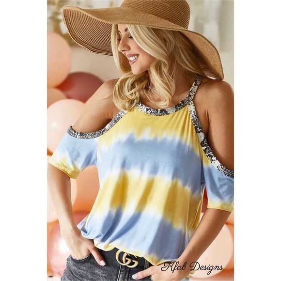 ❤️LAST! Tie Dye Could Shoulder Snakeskin Top - Picture 3 of 12